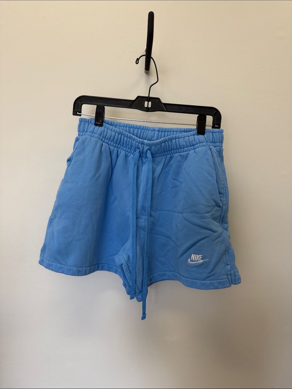 Nike Men’s Light Blue Fleece Athletic Shorts with Drawcord